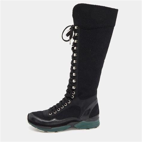 chanel knee high sneaker boots|chanel ankle boots with chain.